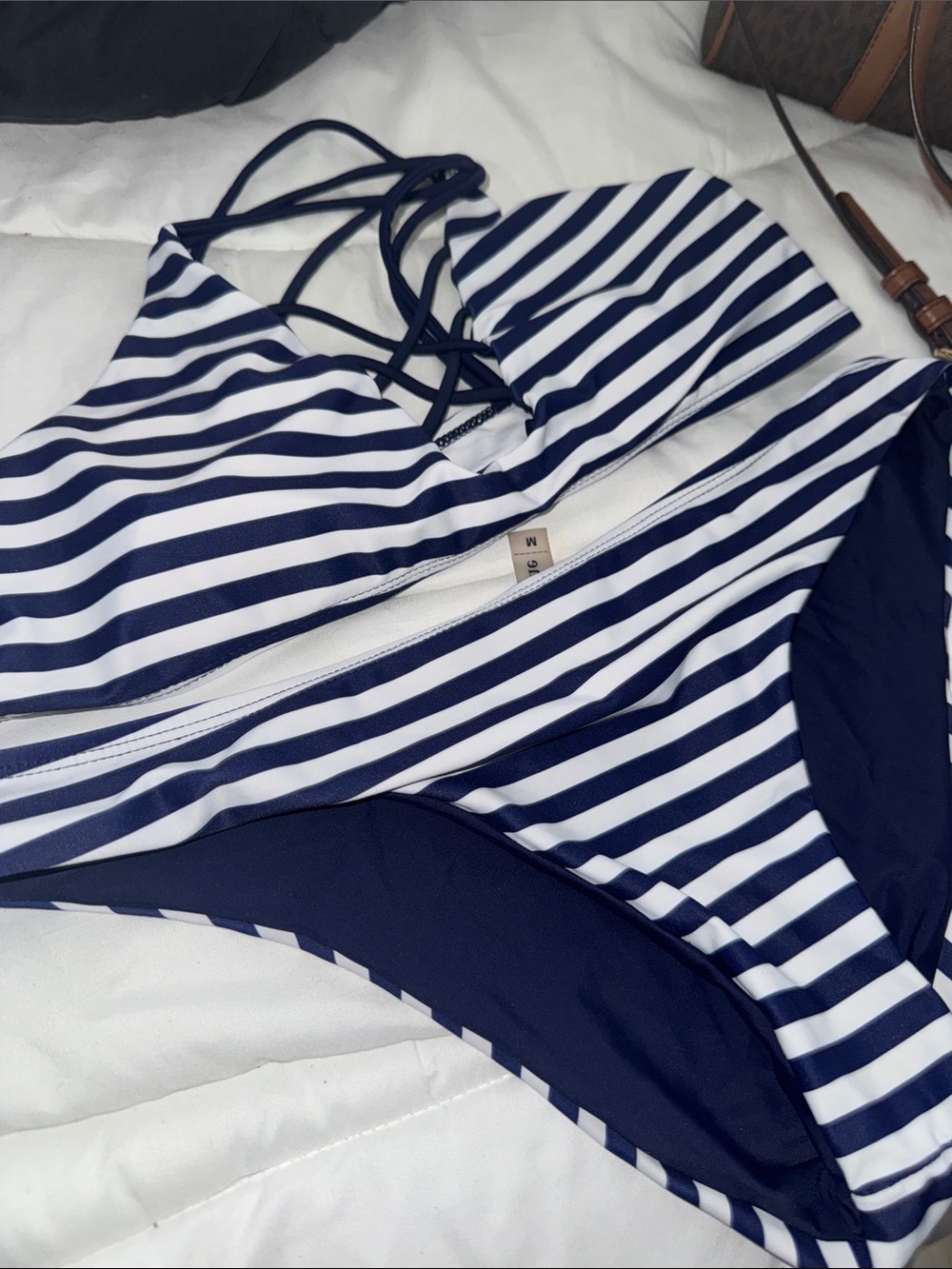 Striped Navy & White Kids One-Piece Swimsuit